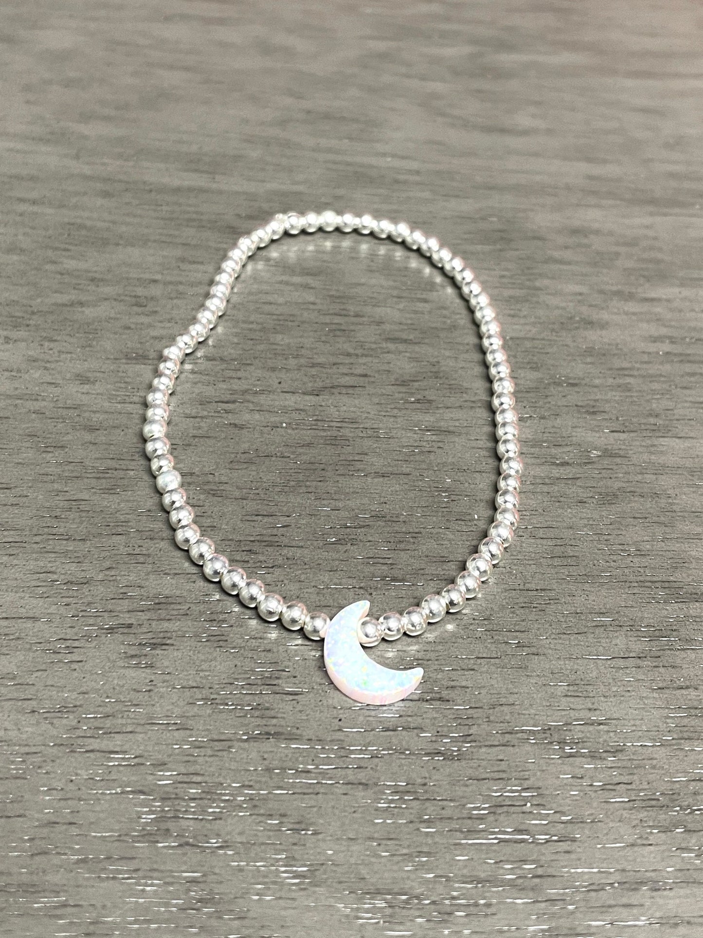 Moon bracelet fire opal sterling silver plated